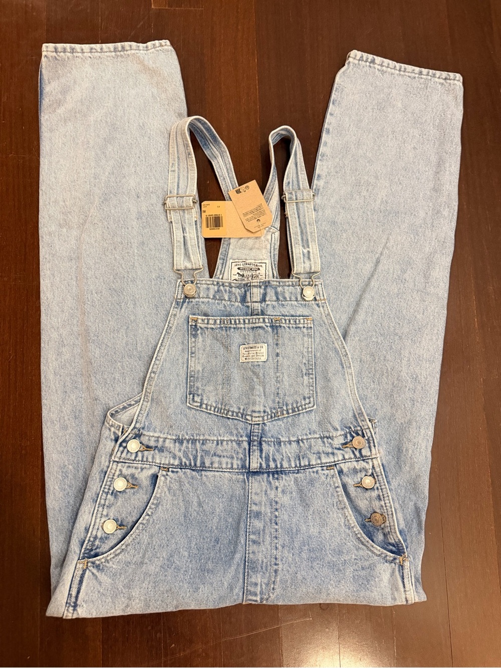 NEW Levi's Light Wash Denim Overalls in Faded Blue XS